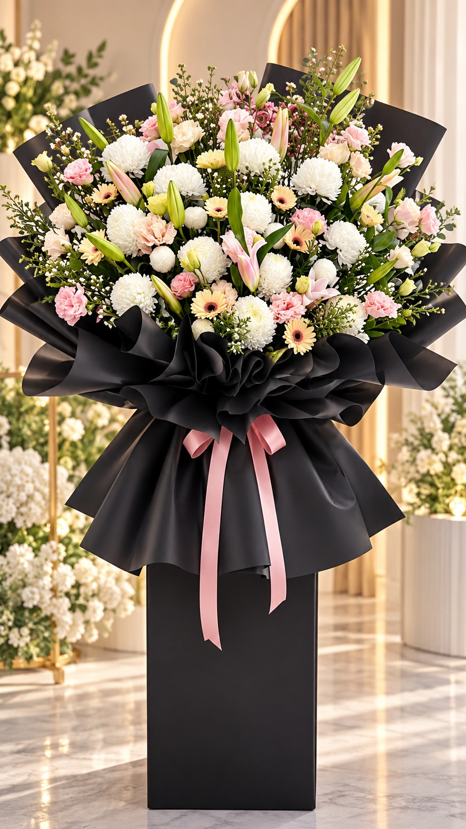 Eternal Remembrance ā Premium Condolence Flower Stand š¤
Elegant Pink & White Funeral Flower Stand | Fresh Flowers