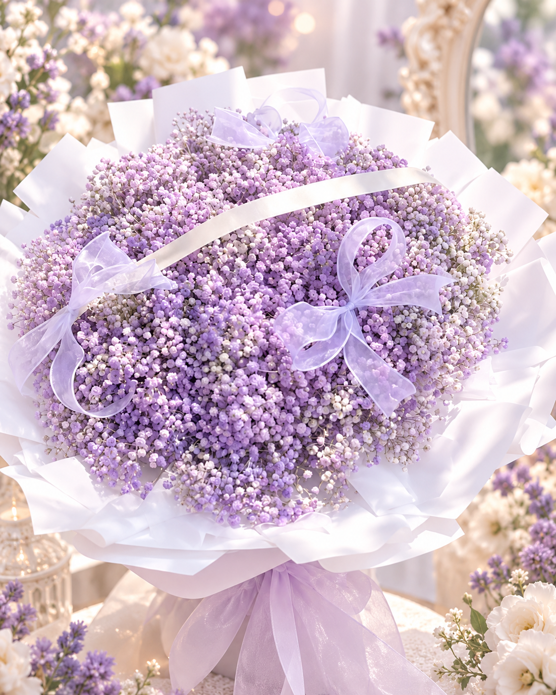 š Lavender Dream ā L Size Fresh Purple Baby's Breath Bouquet
A Sea of Purple Blooms, A Love That Lasts Forever.