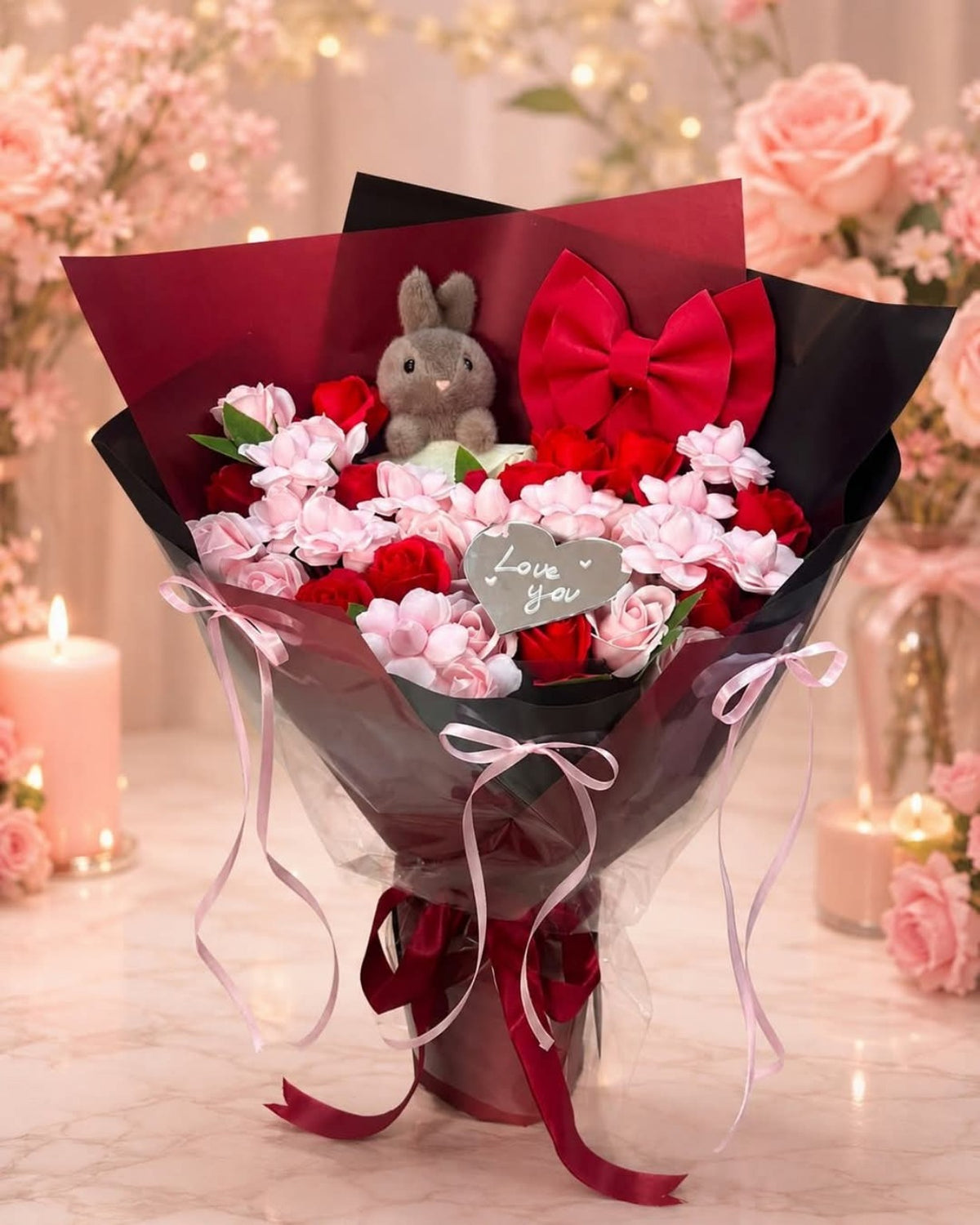 ๐ฐ๐ ไผ ้็ฑๅ
| Love Bunny Soap Flower Bouquet