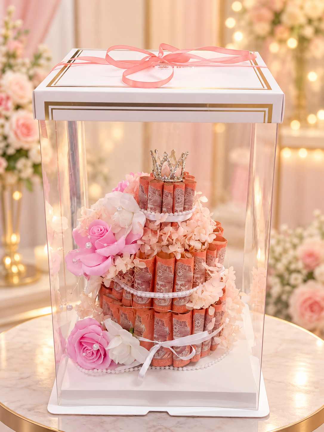 Princess Crown Luxury Money Cake | 公主皇冠三层现金蛋糕
