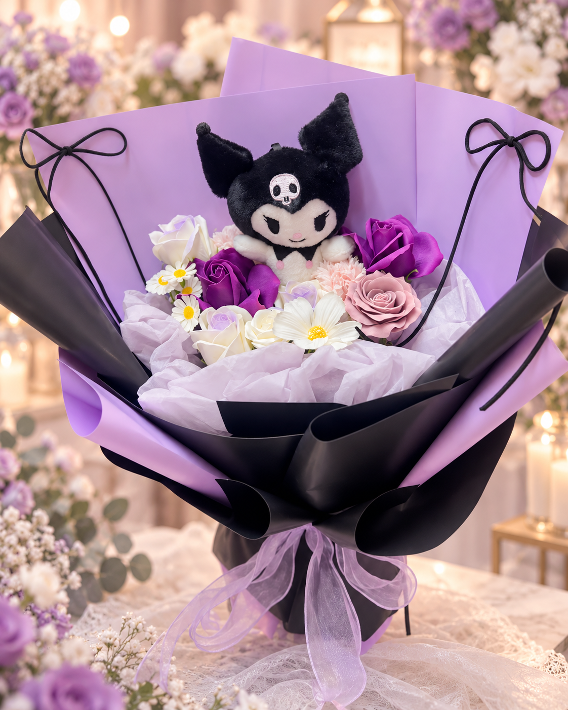 💜 Kuromi Purple Soap Flower Bouquet
库洛米紫色香皂花束