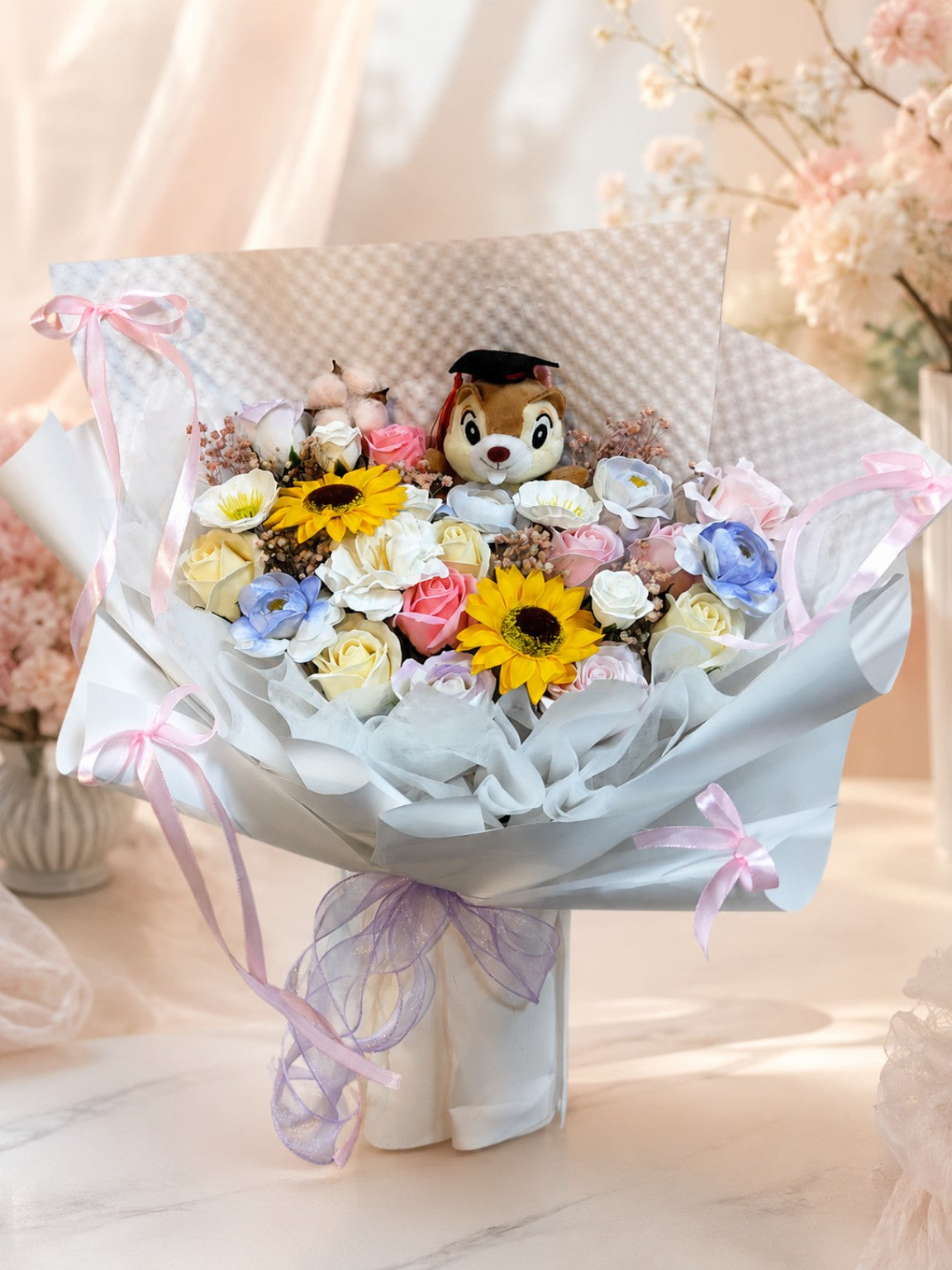 🎓 Sunshine Graduation Soap Flower Bouquet 🌻
向日葵毕业香皂花束 | Graduation Gift Bouquet