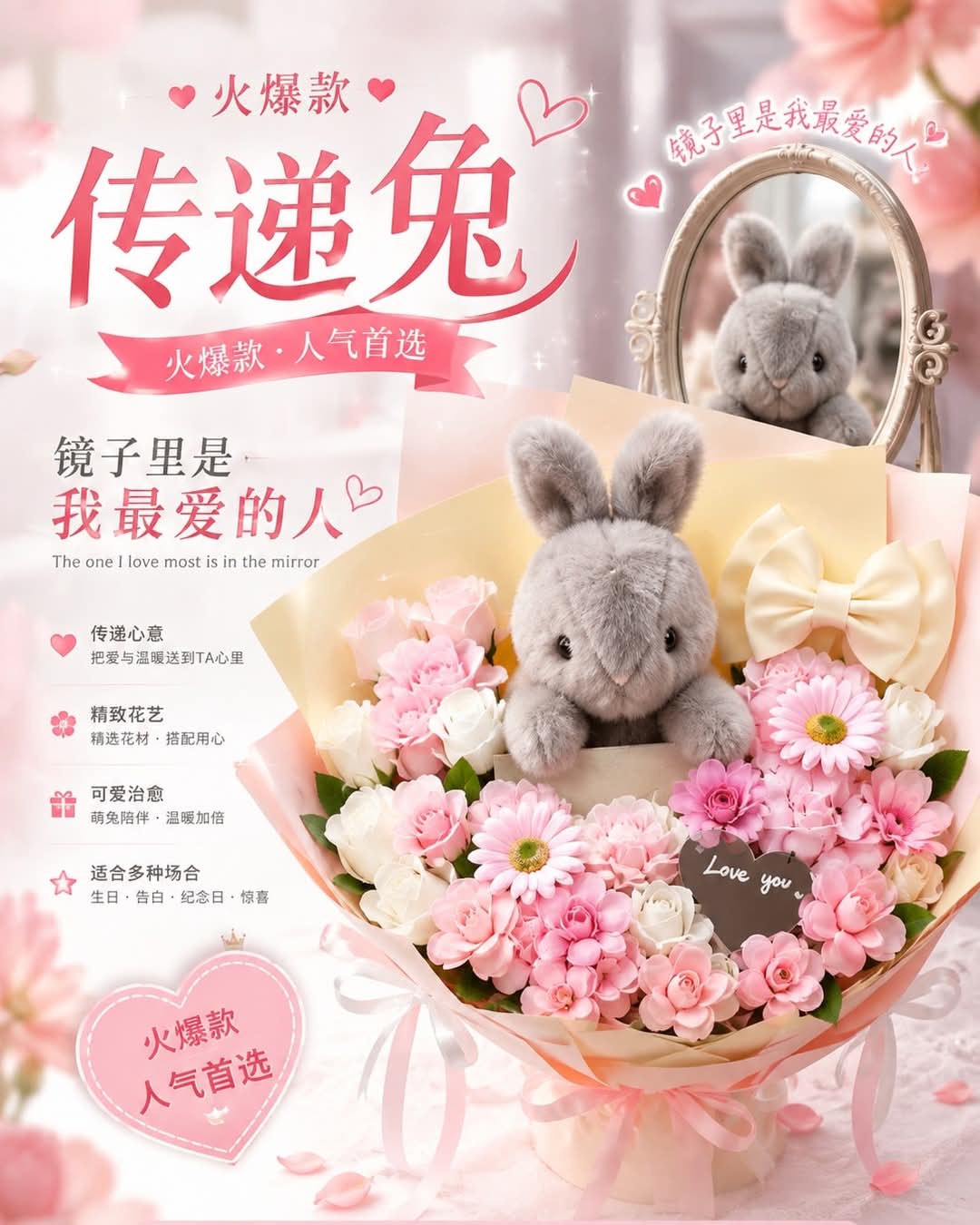 🐰💕 传递爱兔 | Love Bunny Soap Flower Bouquet