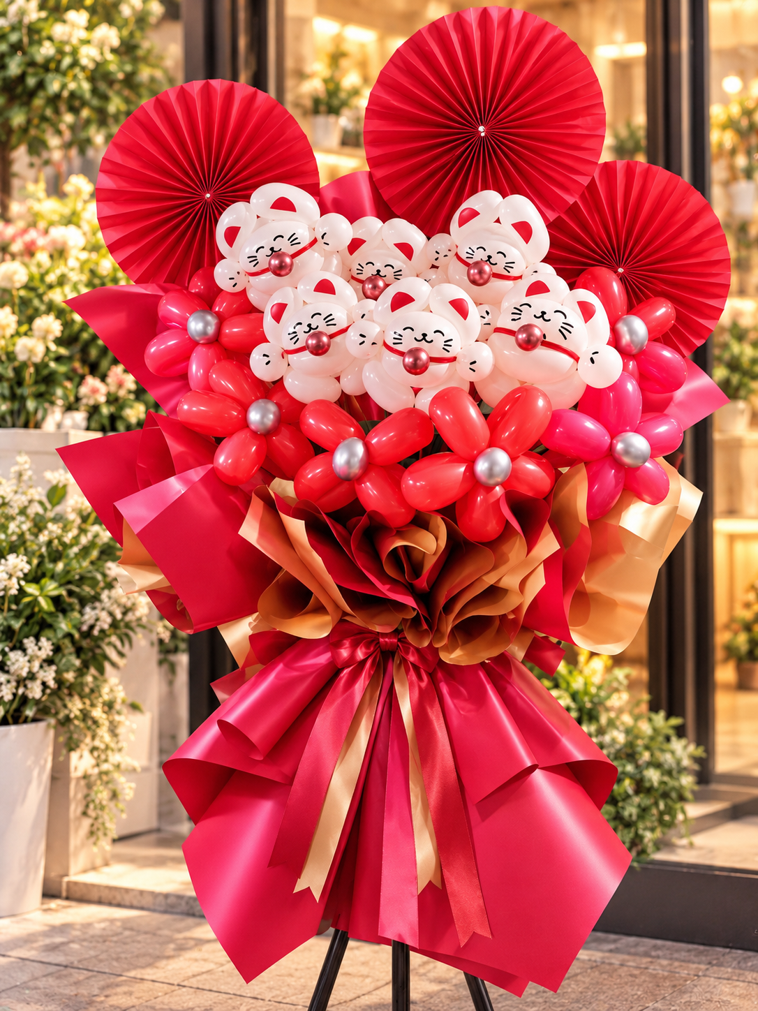 🧧 Lucky Fortune Cat Balloon Grand Opening Stand | 招财猫开张气球花站