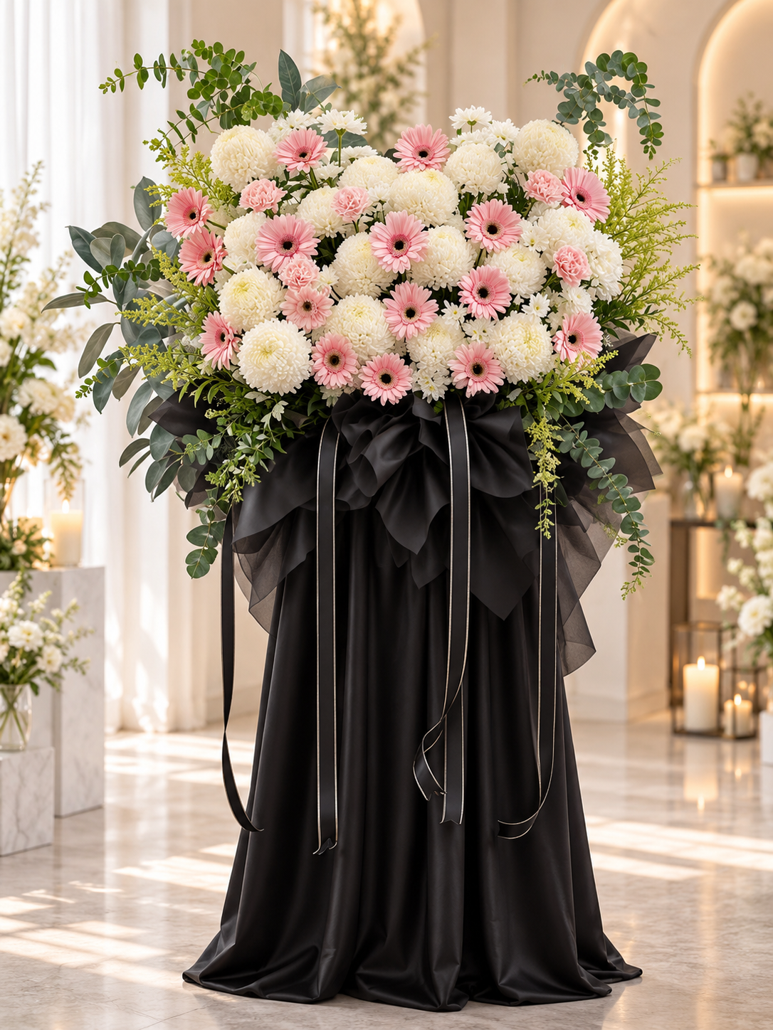 Eternal Love Condolence Flower Stand 🕊️
Premium Pink & White Sympathy Floral Arrangement
