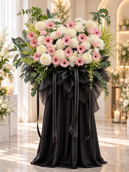 Eternal Love Condolence Flower Stand 🕊️
Premium Pink & White Sympathy Floral Arrangement