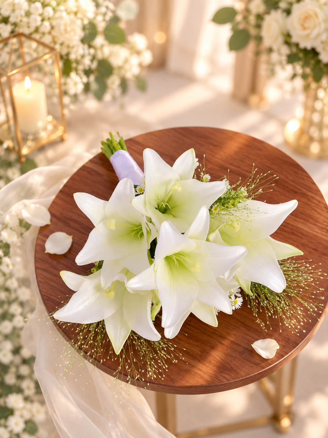 Elegant White Lily Bridal Bouquet