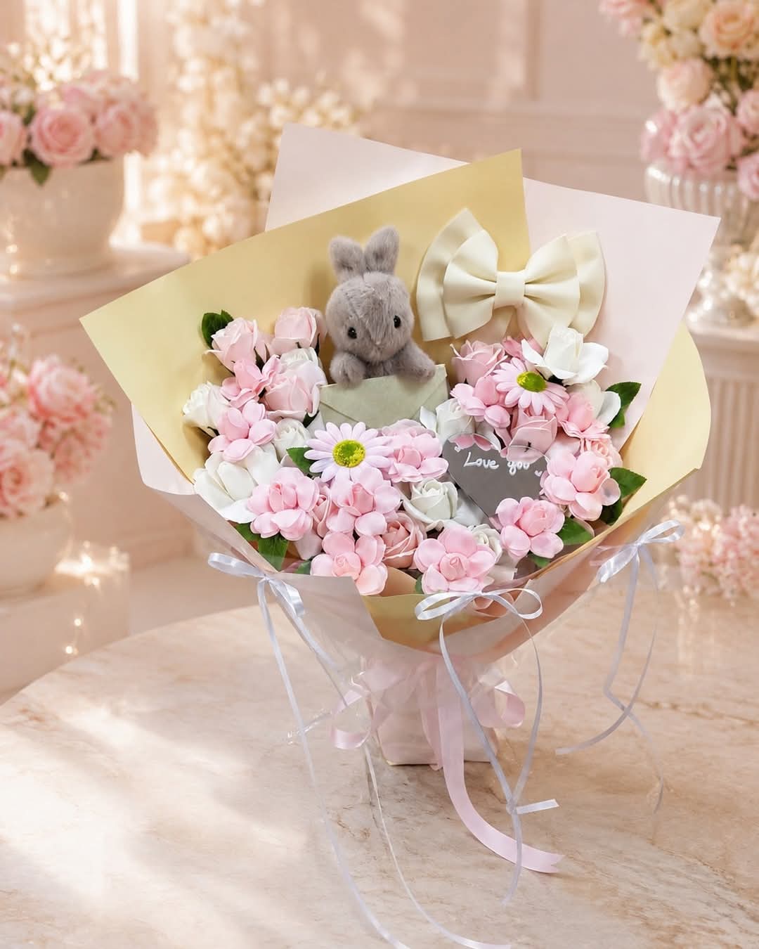 🐰💕 传递爱兔 | Love Bunny Soap Flower Bouquet