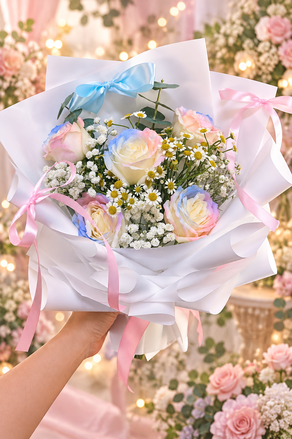 🌸 Mermaid Rose & Daisy Fresh Flower Bouquet