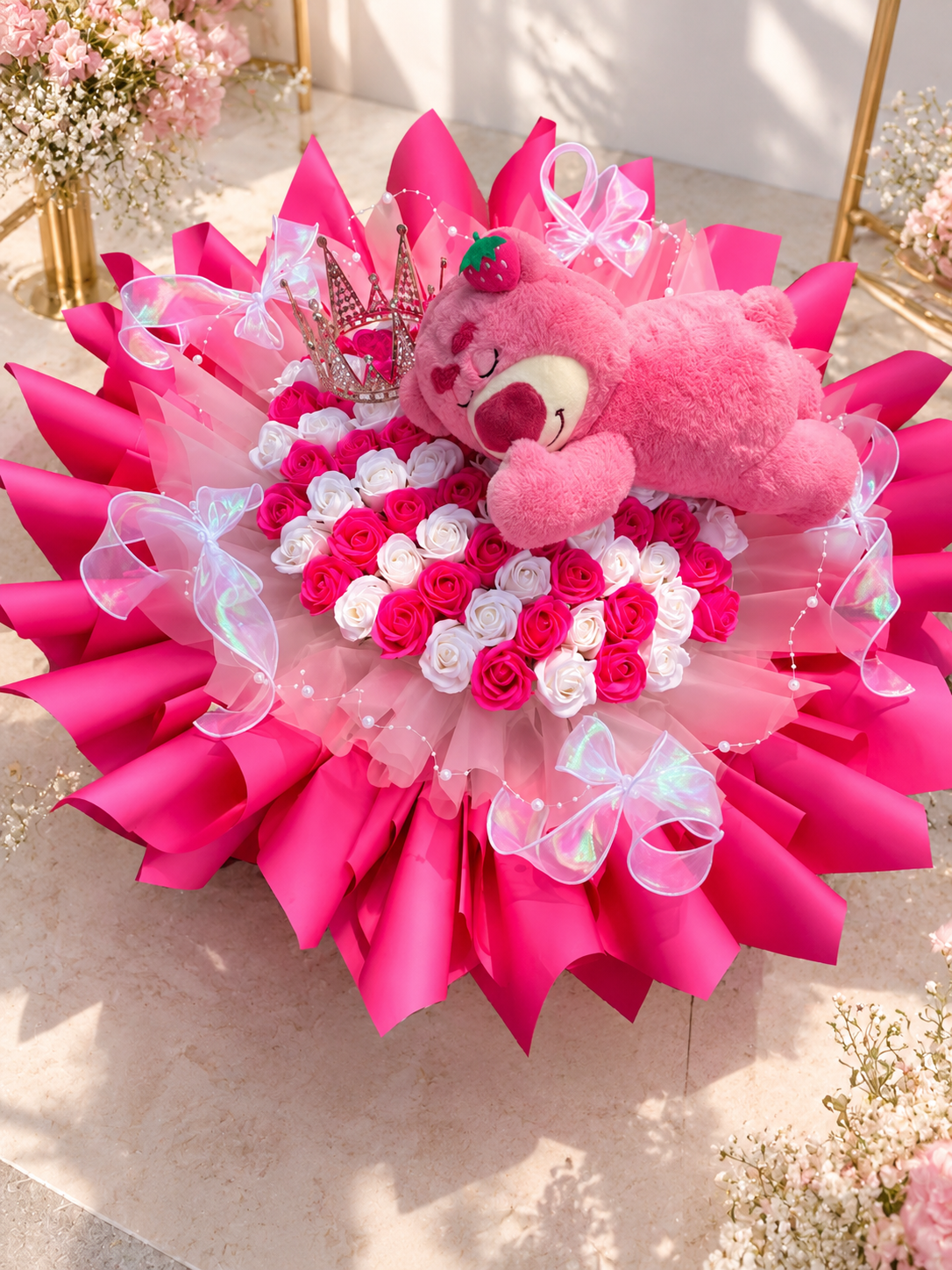 🍓 Strawberry Rose Bear Soap Flower Bouquet 🧸💗
草莓玫瑰熊香皂花束 | Pink Princess Edition 99stalks
A dreamy bouquet full of sweetness and love! 💕