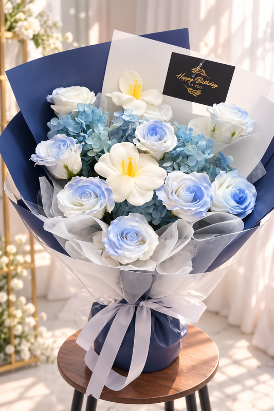 Blue Serenity Soap Flower Bouquet 💙🤍
蓝色梦境 · 香皂花束