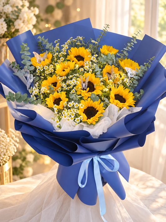 🌻 Sunshine Import Sunflower Fresh Flower Bouquet 💙
A Little Sunshine, A Lot of Happiness! ☀️✨(Luxury)